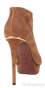Louis Vuitton Brown Suede Peep Toe Ankle Boots