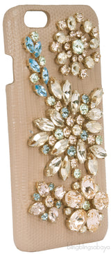 Crystal Embellished Beige Iphone Case