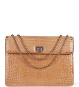 Beige Cornelia Lunch Box Crocodile Bag