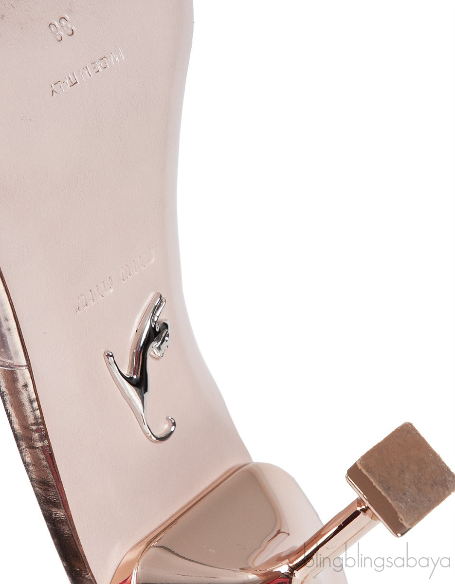 Gold Metallic Leather & PVC Mules