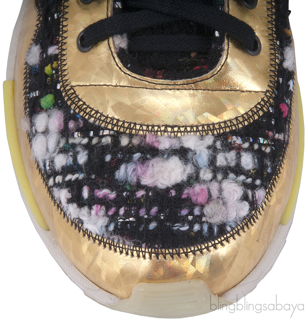 Metallic Gold Boucle Sneakers