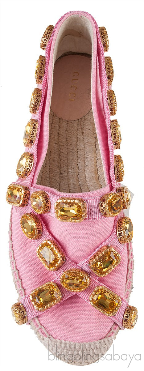 Pepita Pink Canvas Crystal Espadrille