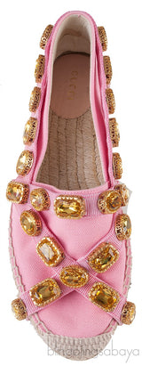 Pepita Pink Canvas Crystal Espadrille