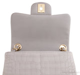 Grey Pearl Crocodile Mini Flap Bag