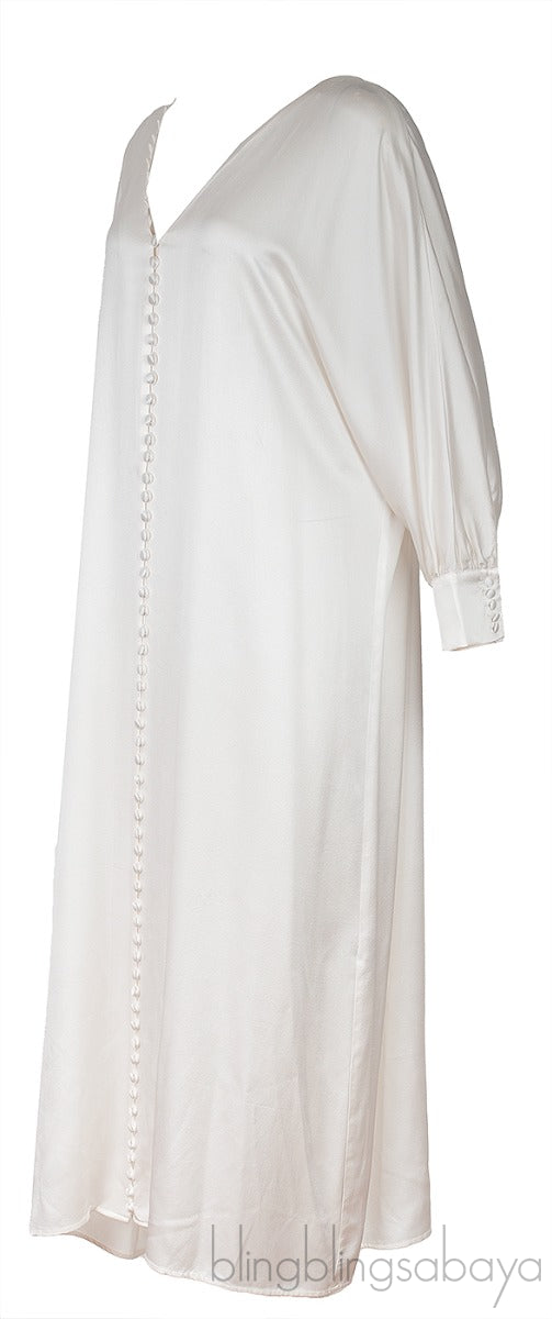 White Cannes Button Midi Dress