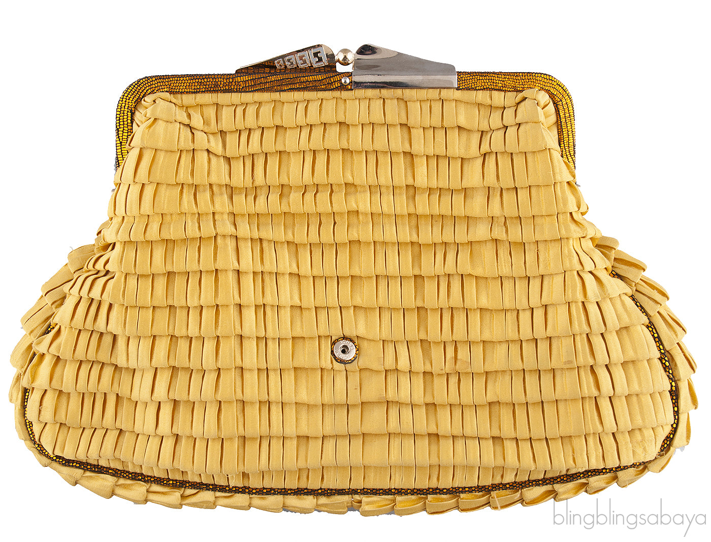 Yellow Borderline Pleated Satin Clutch