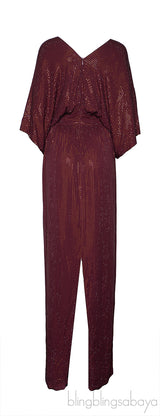 Gucci Burgundy Crystal-Embellished V-Neck Maxi Kaftan Dress