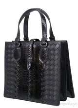 Bottega Veneta Black Intrecciato Leather & Python Handbag