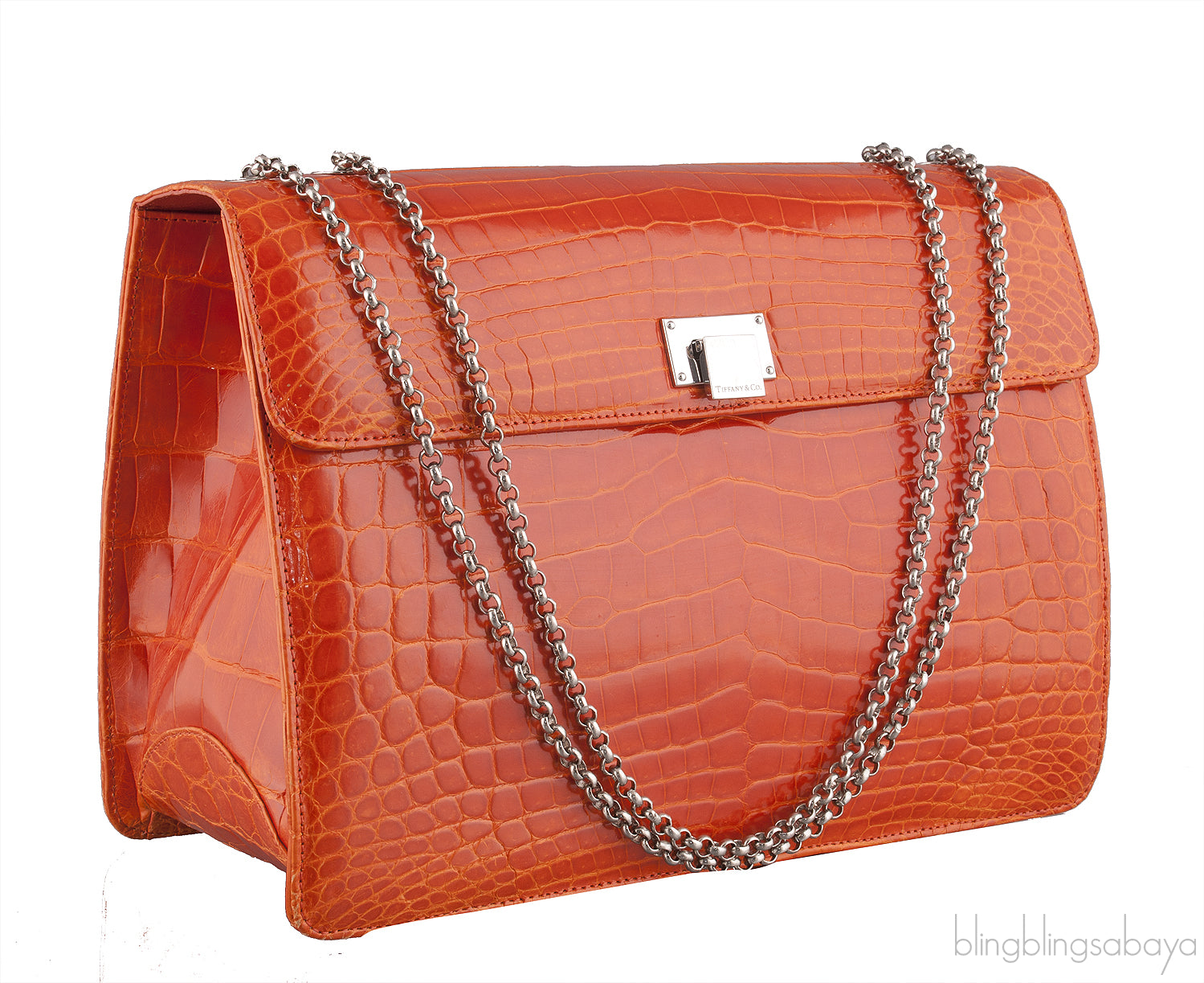 Orange Cornelia Lunch Box Crocodile Bag