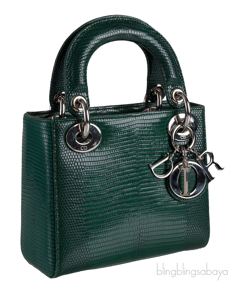 Lady Dior Emerald Green Mini Lizard