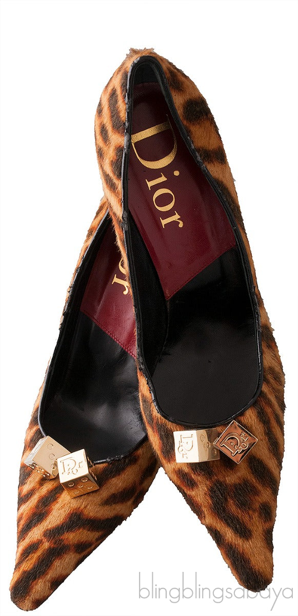 Leopard Calf Hair Dice Pointed Toe Pump