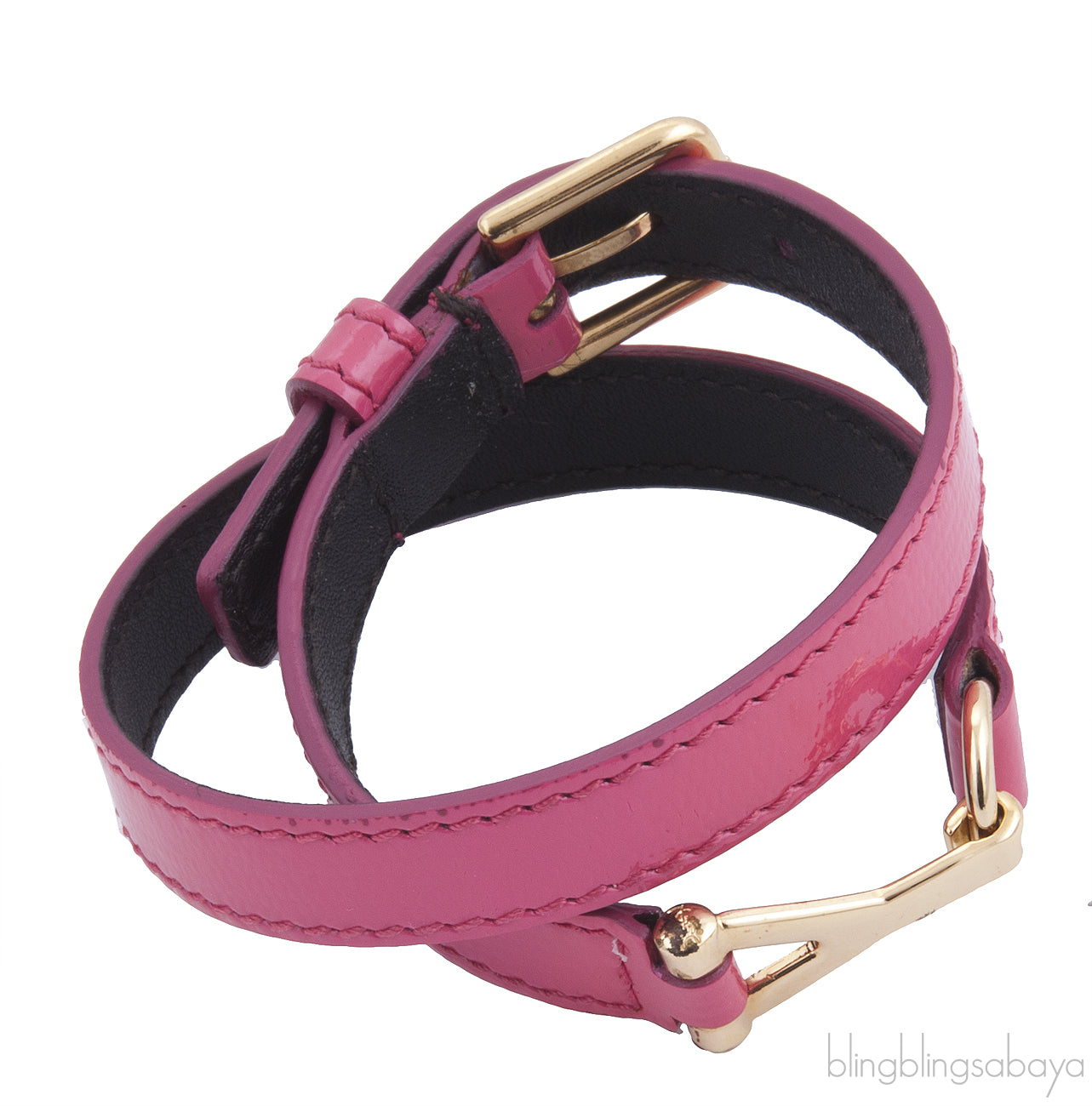 Double Tour Y Pink Leather Bracelet