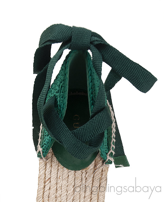 GG Green Lilibeth Web Espadrille Wedge Sandal