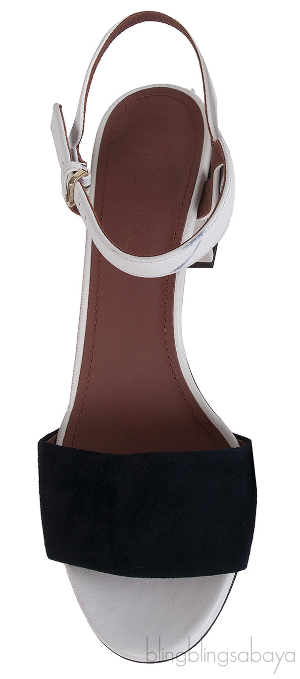 Loro Piana Bi-color Suede Peep Toe Slingback Sandals