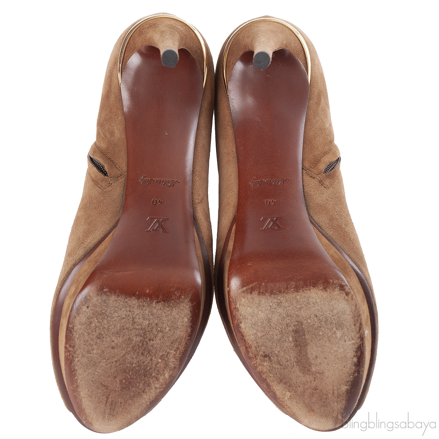 Louis Vuitton Brown Suede Peep Toe Ankle Boots