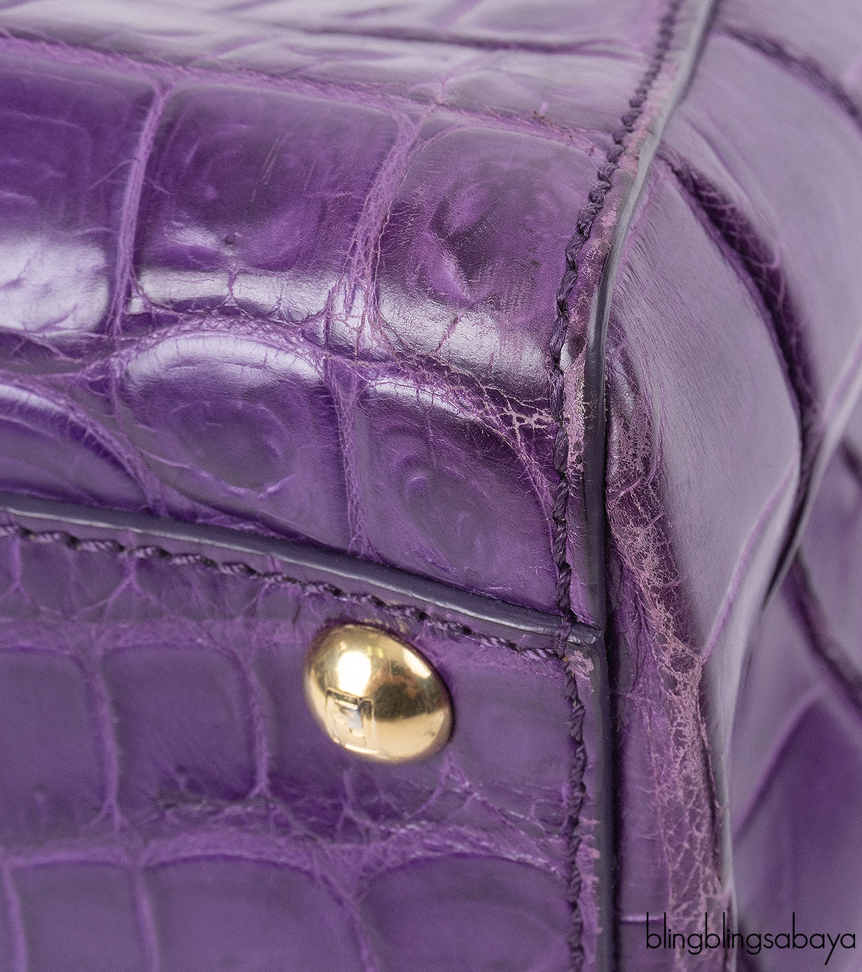 Fendi Purple Crocodile Medium Peekaboo GHW