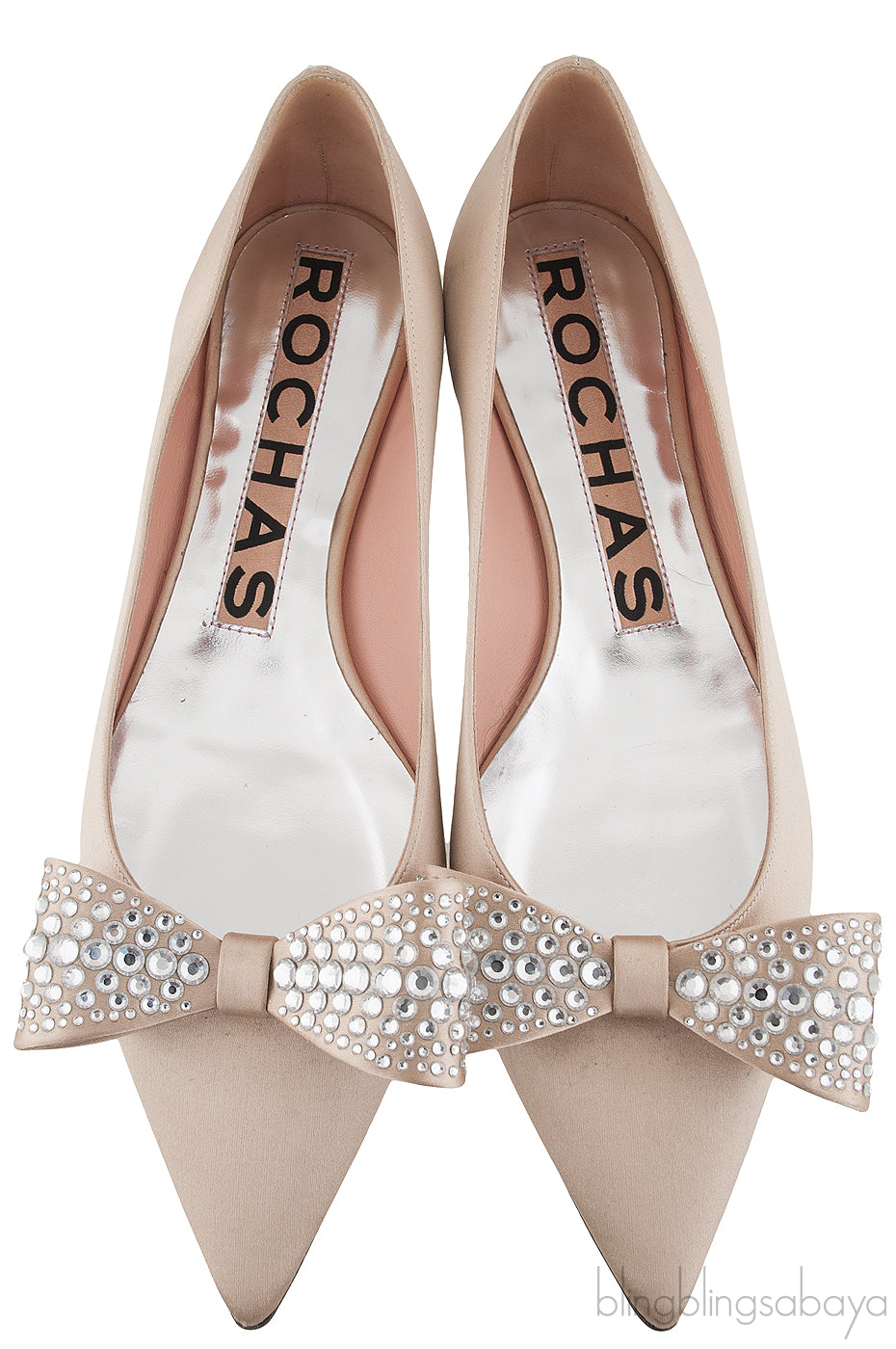Nude Pointed Toe Bow Flat