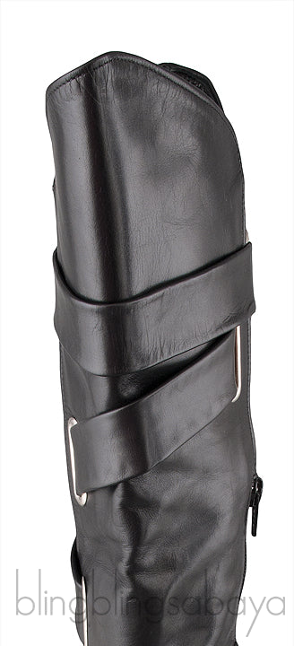 Black Leather Pointed Toe Boots