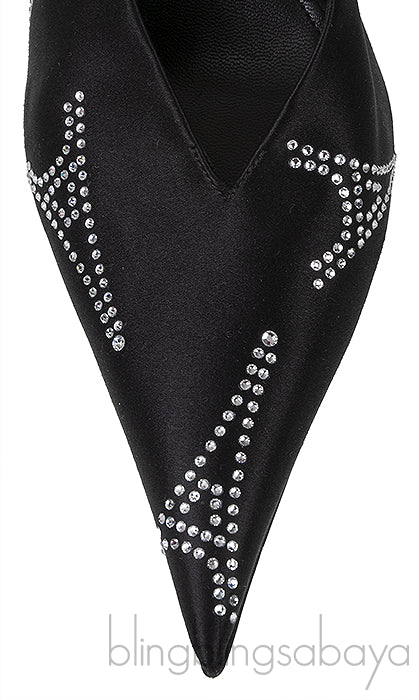 Knife Black Eiffel Tower Crystal Mule
