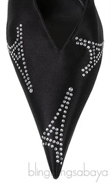 Knife Black Eiffel Tower Crystal Mule