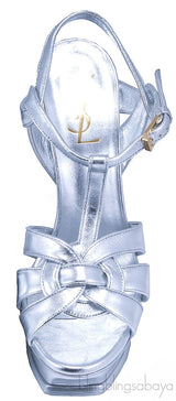 Tribute T-Strap Silver Sandals