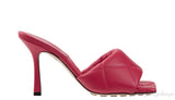 Fuchsia Pink Nappa Quilted Rubber Lido Leather Mules