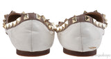 Valentino Garavani White Rockstuds Flat Shoes