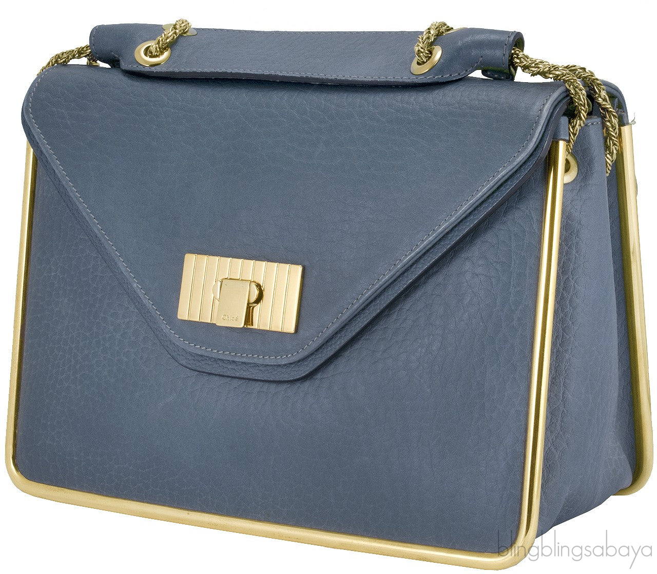 Sally Blue Grey Textured Leather Bag