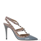 Valentino Garavani Blue Grey Patent Rockstuds Heels