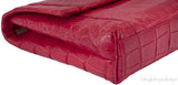 Pinkish Red Crocodile Fold-over Clutch*