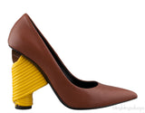 Brown Pointed Toe Braided Heels