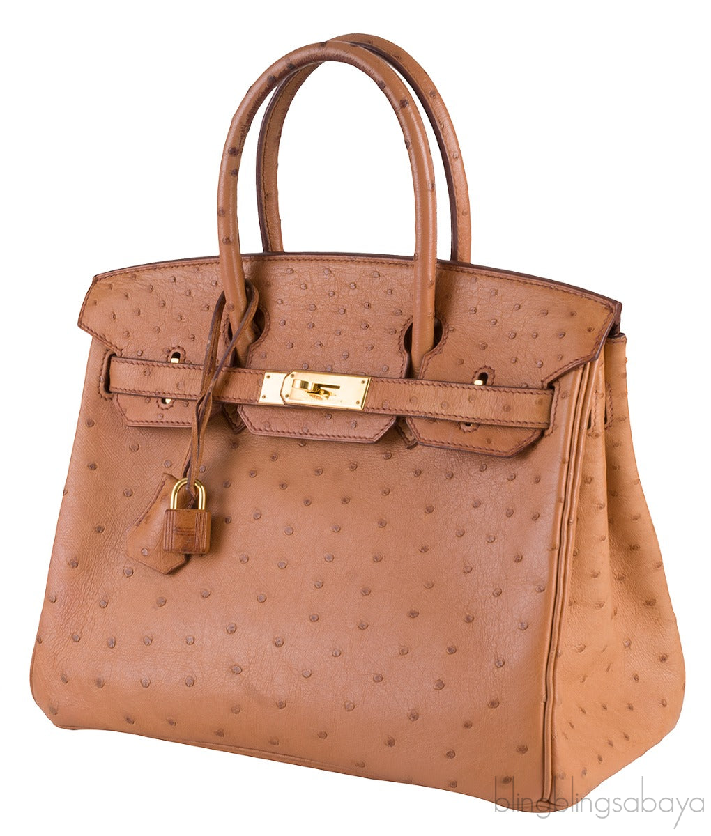 Birkin 30 Ostrich Cognac GHW