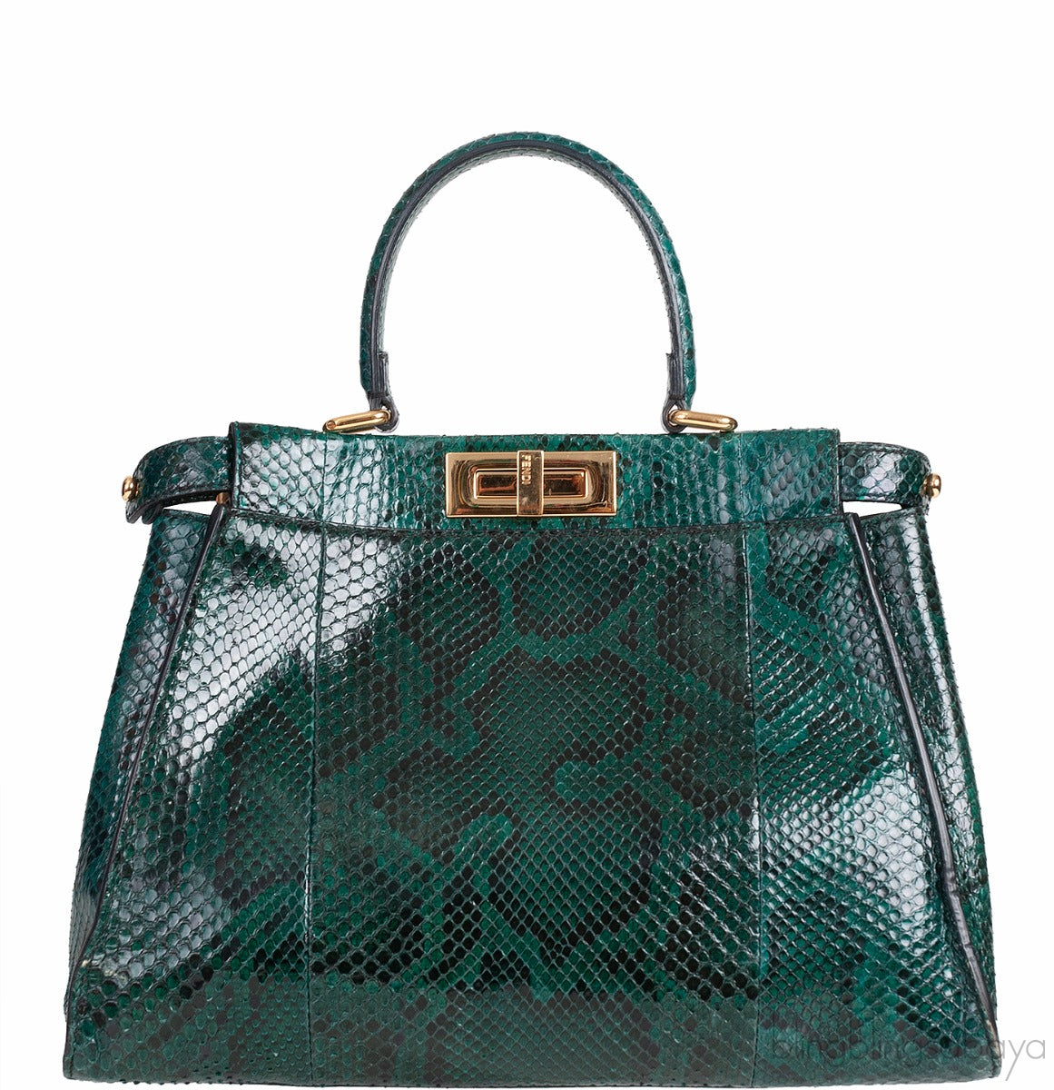 Fendi Peekaboo Medium Green Python Bag