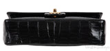Vintage Black Patent Crocodile Medium Double Flap Bag GHW