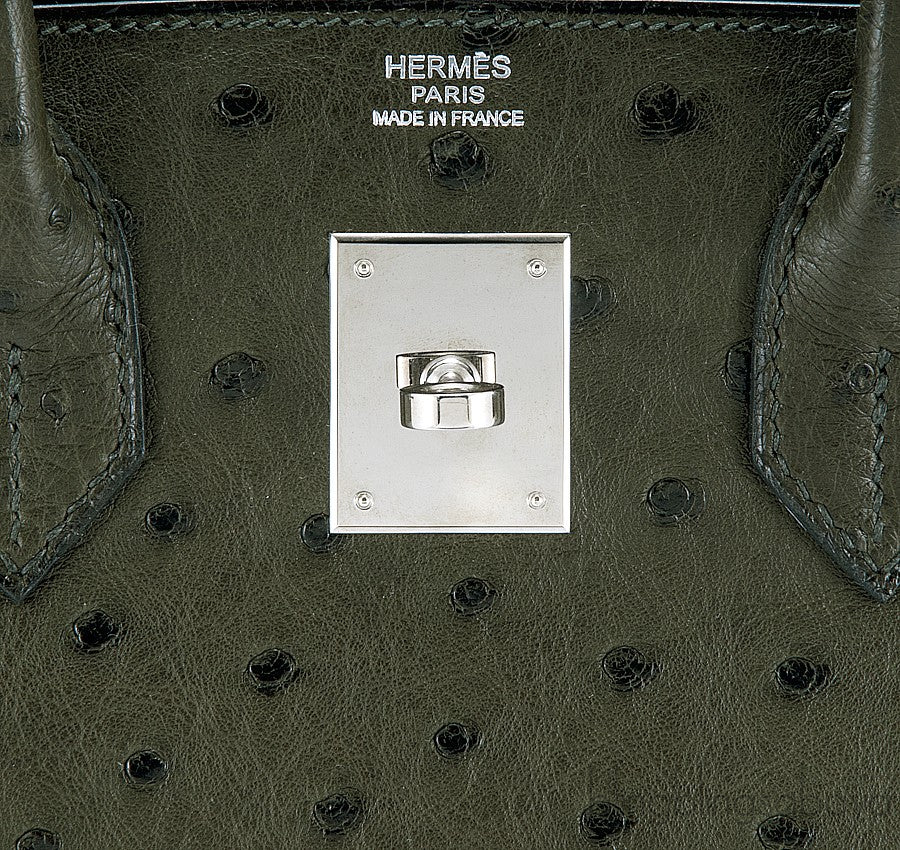 Birkin 30 Ostrich Vert Olive PHW