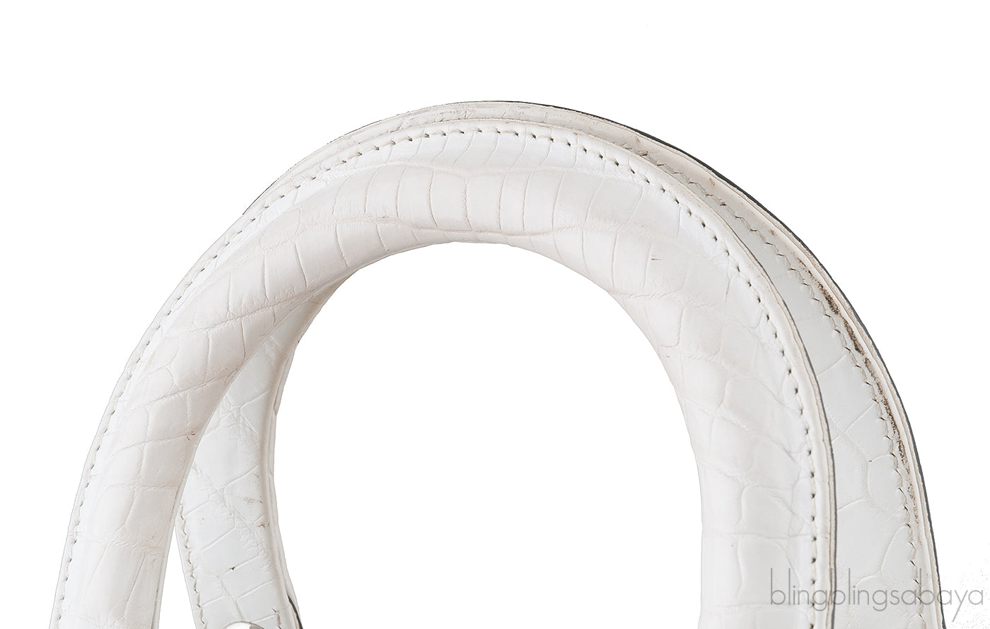 Christian Dior Lady Dior White Printed Crocodile Medium Bag