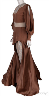 Brown Crystal Embellished Dress w/ Trouser