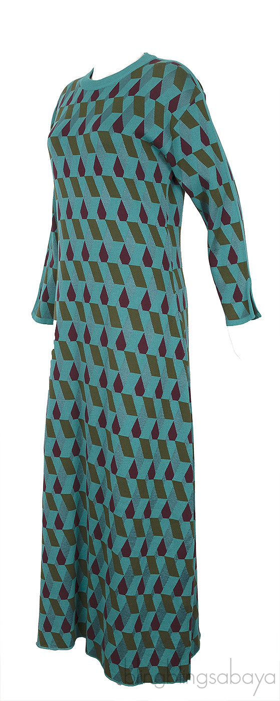 Leisure Jacquard-Knit Cotton Blend Dress
