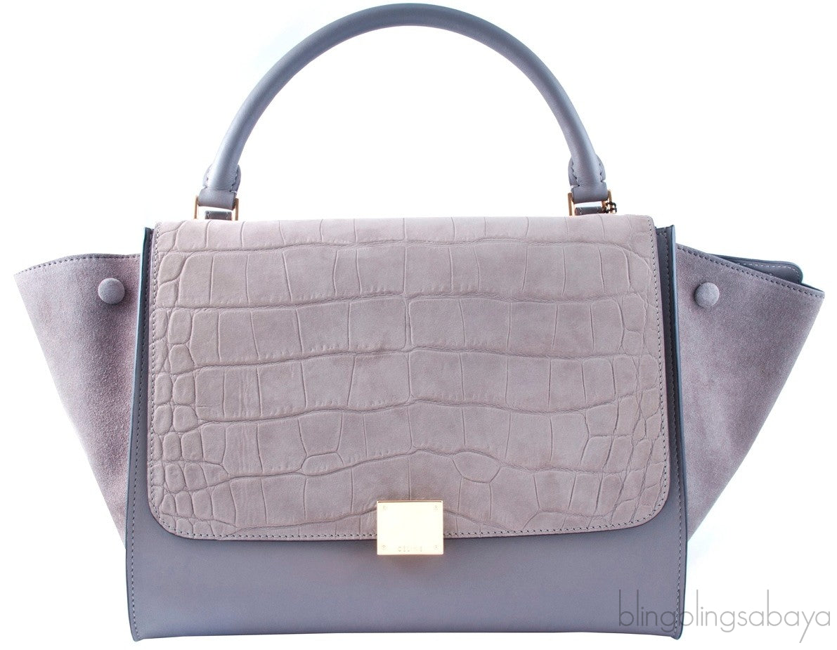 Trapeze Luggage Grey Croco Print