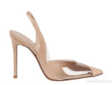 Nude PVC Slingback Pumps