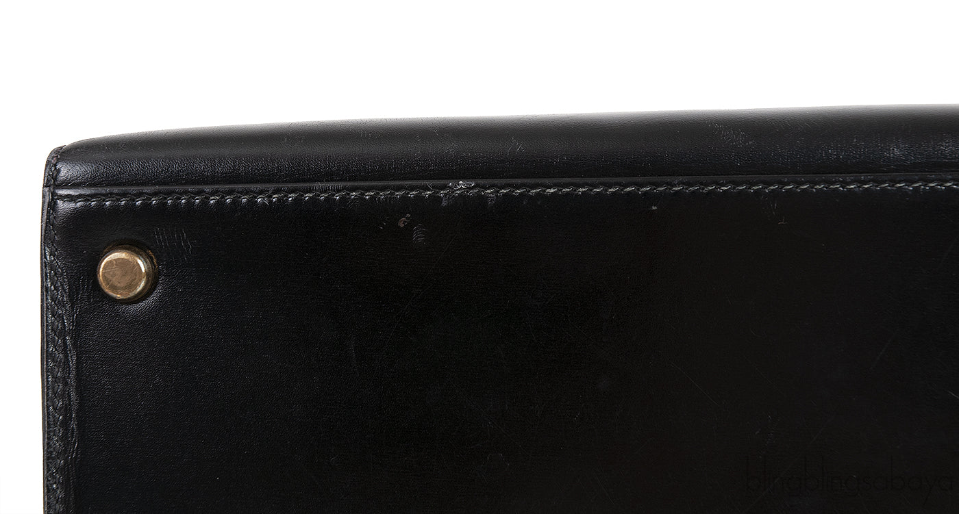 Vintage Kelly 32 Black Box Sellier GHW