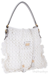 White Crochete Raffia Bag