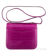 Constance III Mini Rose Pourpre Crocodile