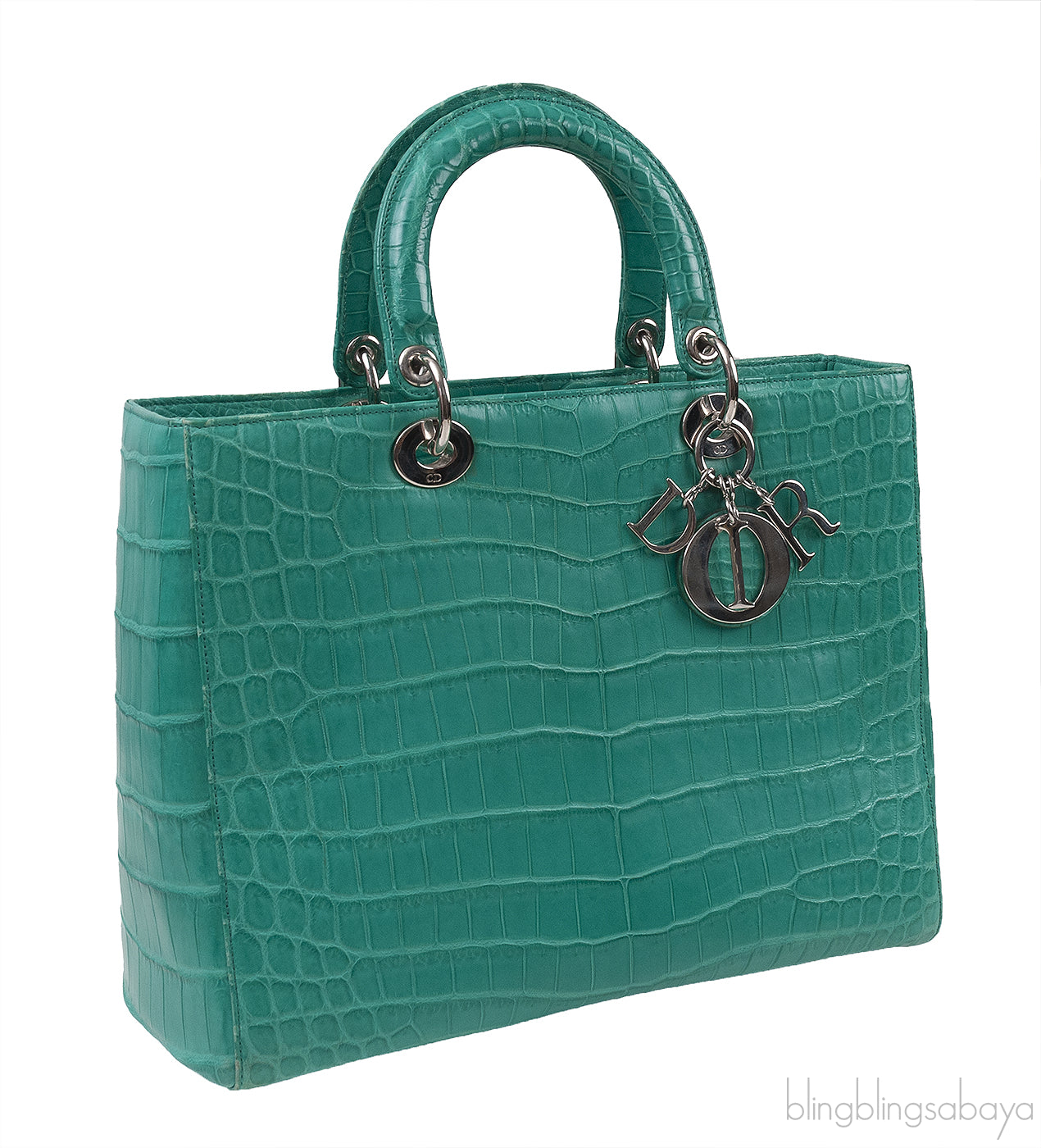 Lady Dior Large Green Crocodile Handbag