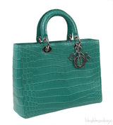 Lady Dior Large Green Crocodile Handbag