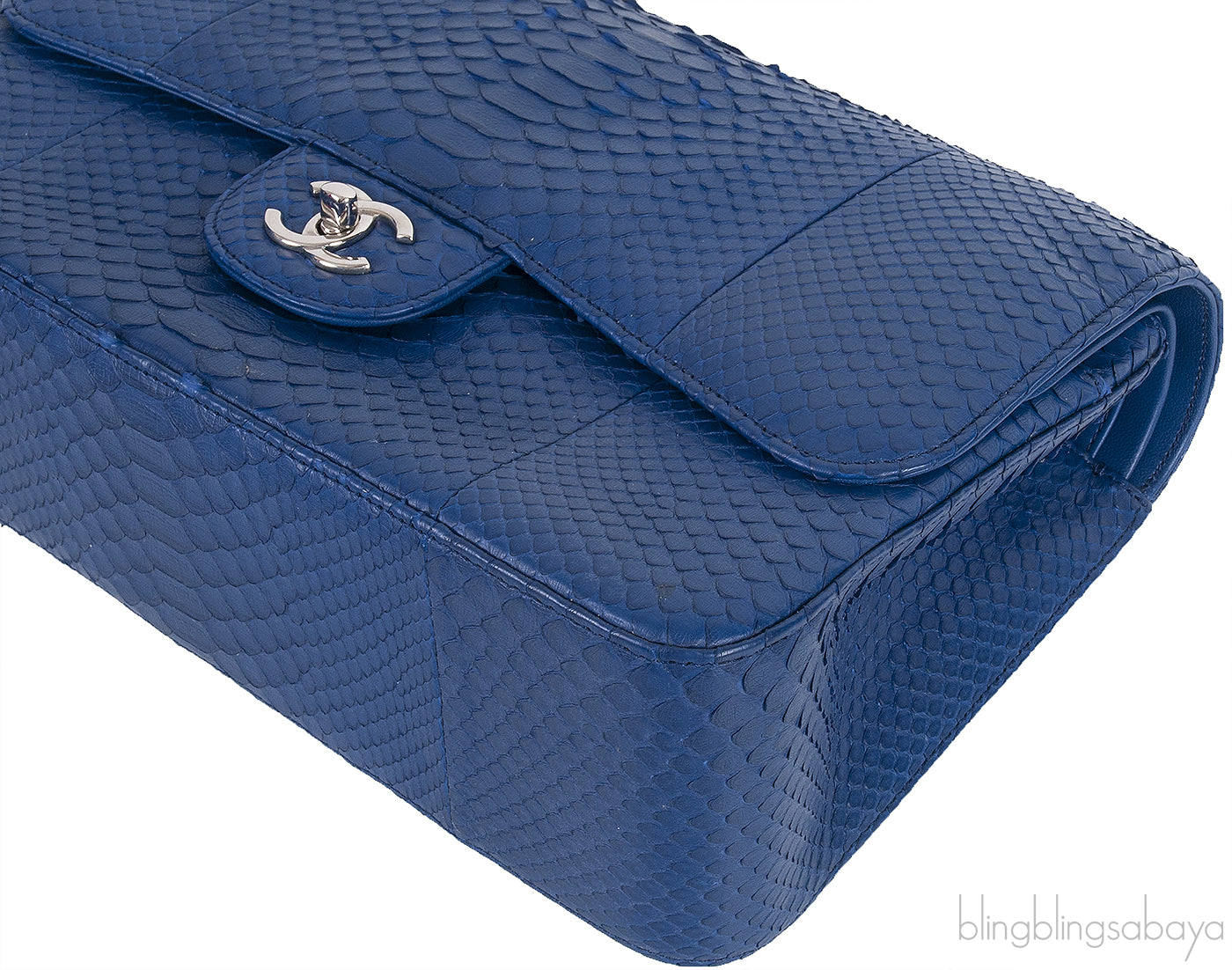 Chanel Classic Blue Python Jumbo Flap Bag