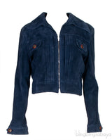 Blue Suede Tiger Loved Crop Leather Jacket