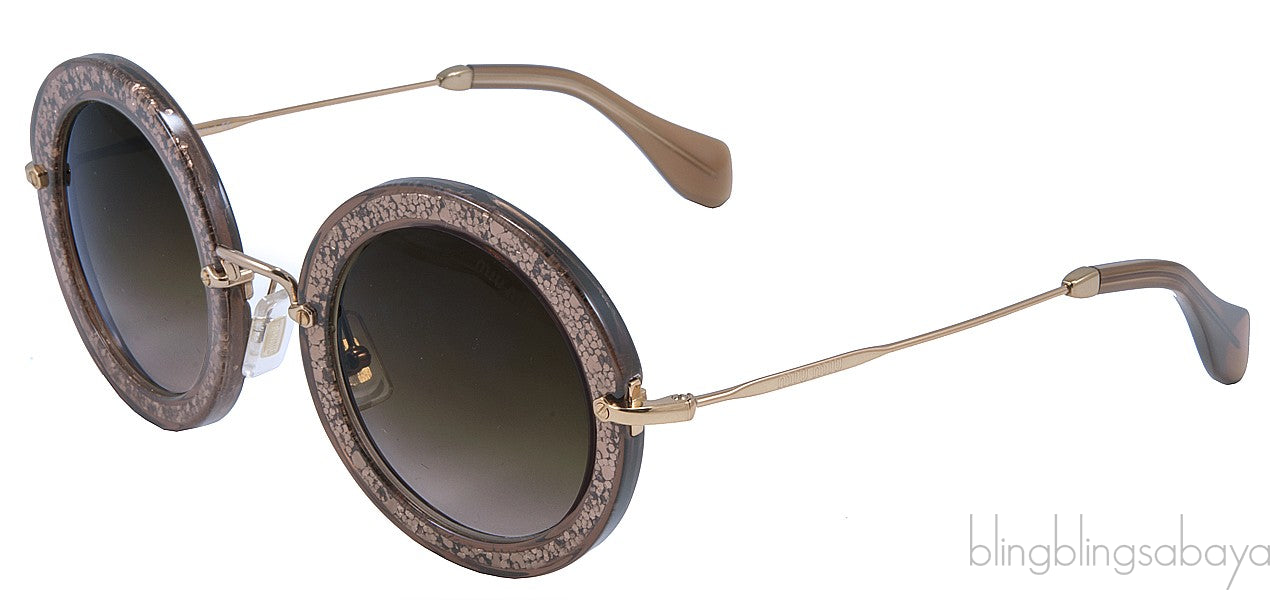Tobacco Noir Glitter Round Sunglasses
