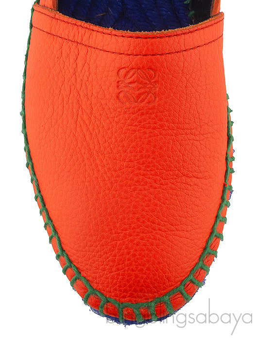 Orange Textured Leather Espadrille