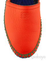 Orange Textured Leather Espadrille